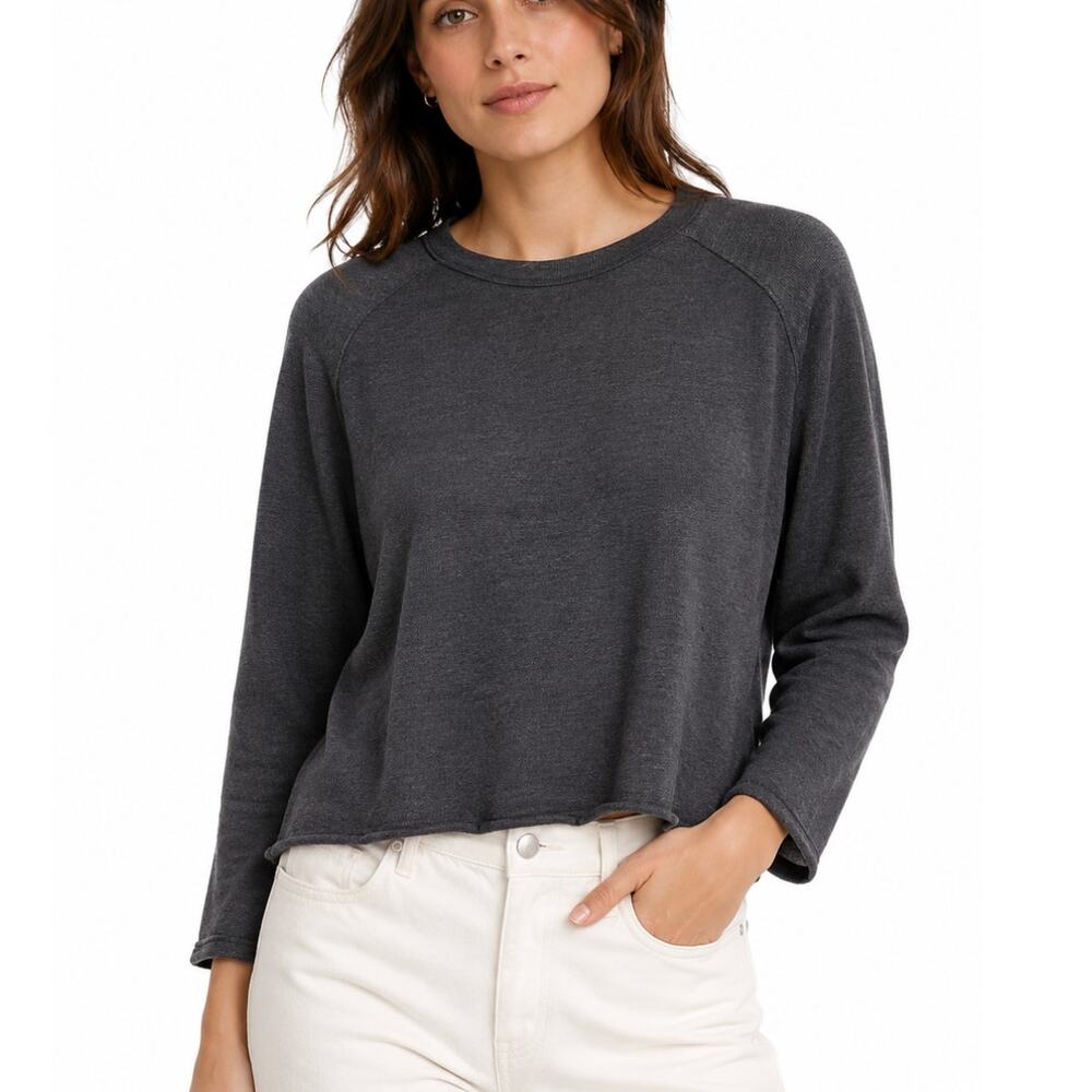 Club Monaco Charcoal Gray Cropped Sweatshirt Top Women’s Small Minimalist